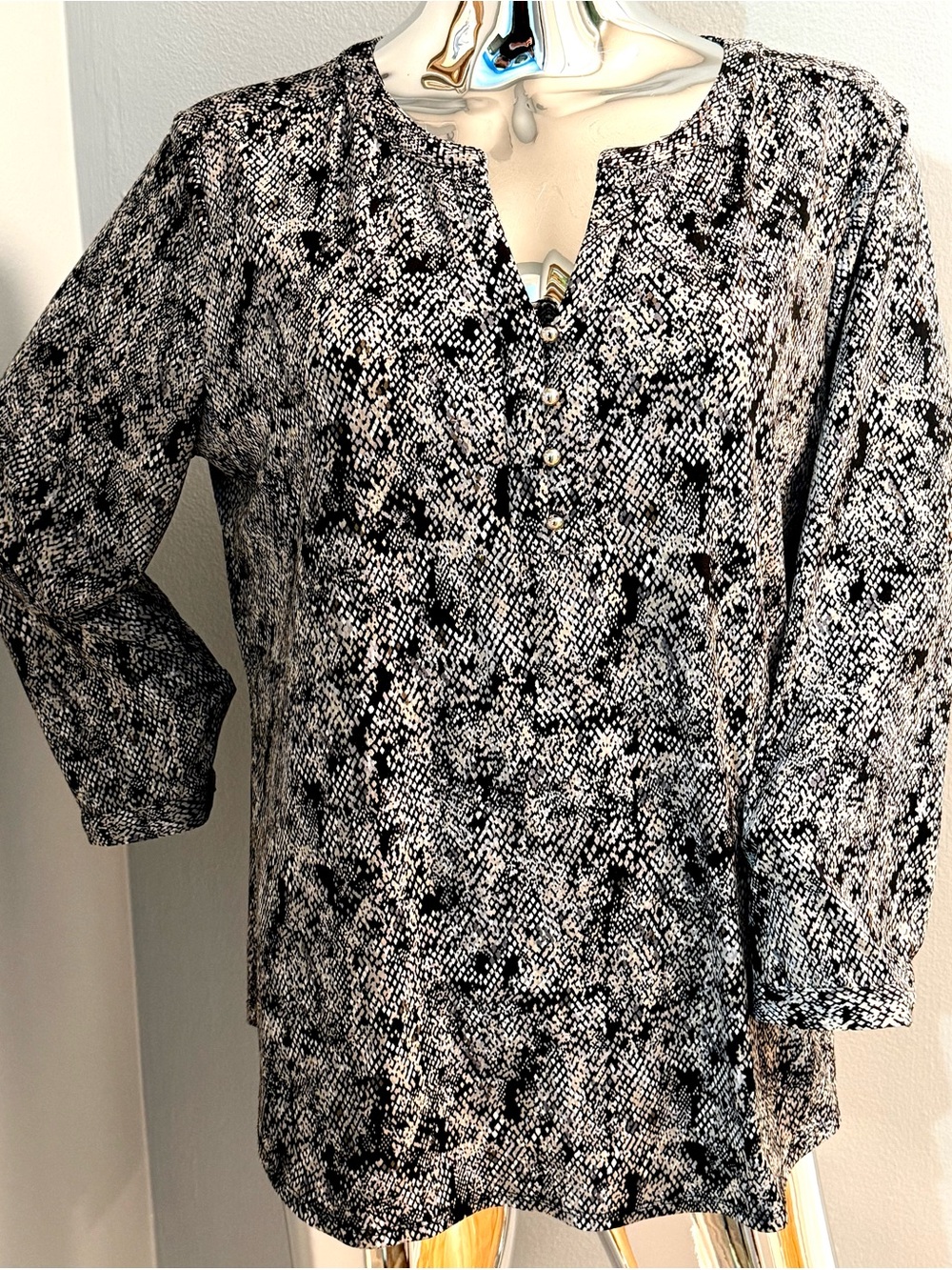Vintage Snakeprint Henley Blouse XL
